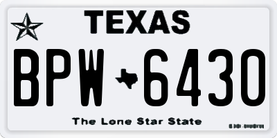 TX license plate BPW6430