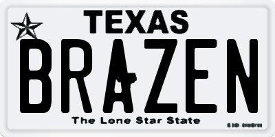 TX license plate BRAZEN