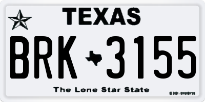 TX license plate BRK3155
