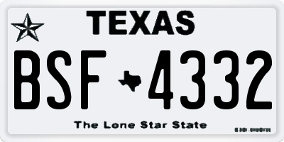 TX license plate BSF4332