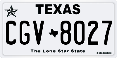 TX license plate CGV8027