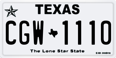 TX license plate CGW1110