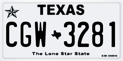 TX license plate CGW3281