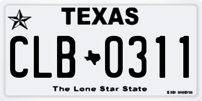 TX license plate CLB0311