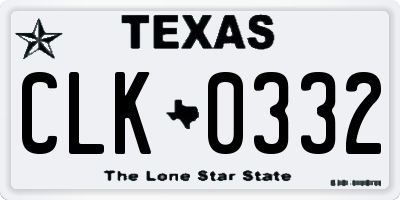 TX license plate CLK0332
