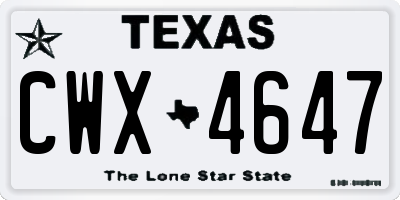TX license plate CWX4647