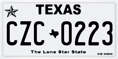 TX license plate CZC0223