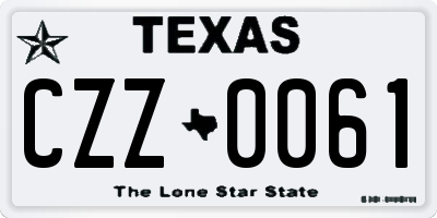 TX license plate CZZ0061