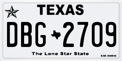 TX license plate DBG2709