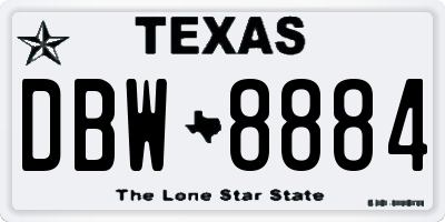 TX license plate DBW8884