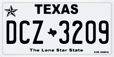 TX license plate DCZ3209