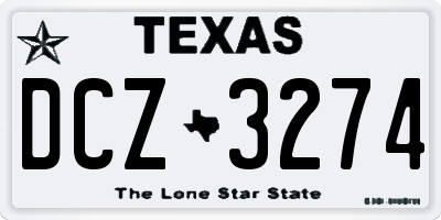 TX license plate DCZ3274