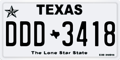 TX license plate DDD3418