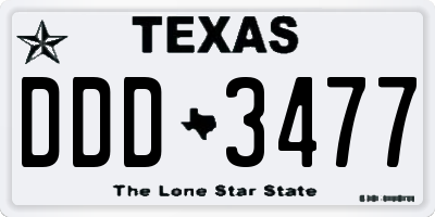 TX license plate DDD3477