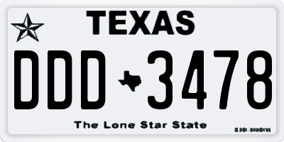 TX license plate DDD3478