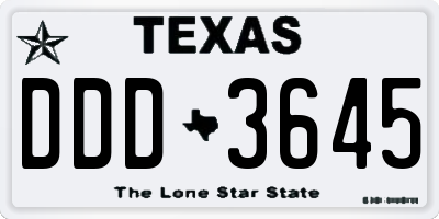 TX license plate DDD3645