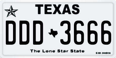 TX license plate DDD3666