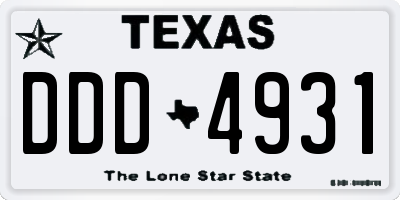 TX license plate DDD4931