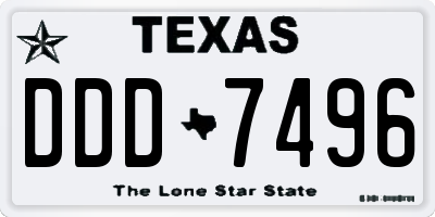 TX license plate DDD7496