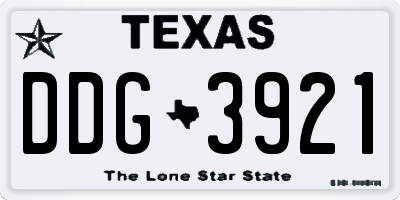 TX license plate DDG3921
