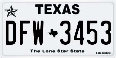 TX license plate DFW3453