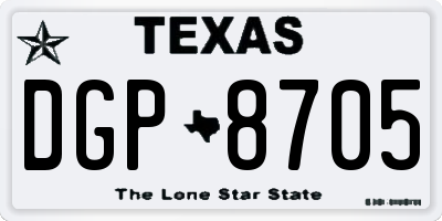 TX license plate DGP8705