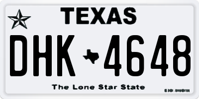 TX license plate DHK4648