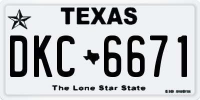 TX license plate DKC6671