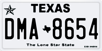 TX license plate DMA8654