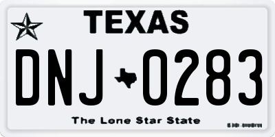 TX license plate DNJ0283