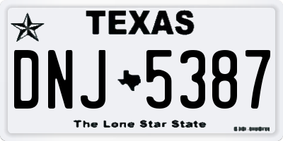 TX license plate DNJ5387
