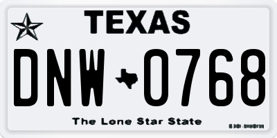 TX license plate DNW0768
