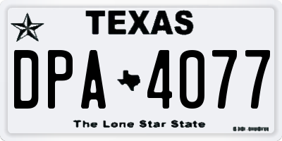 TX license plate DPA4077