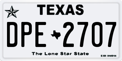TX license plate DPE2707