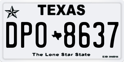 TX license plate DPO8637