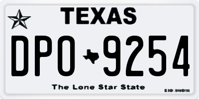 TX license plate DPO9254
