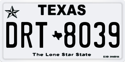 TX license plate DRT8039