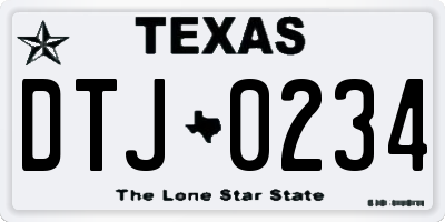 TX license plate DTJ0234