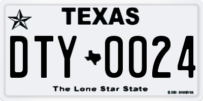 TX license plate DTY0024