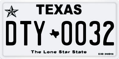 TX license plate DTY0032