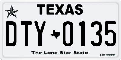 TX license plate DTY0135