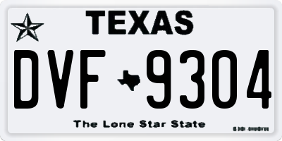 TX license plate DVF9304