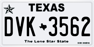 TX license plate DVK3562