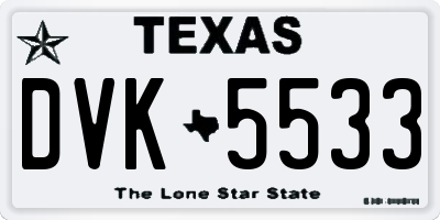TX license plate DVK5533