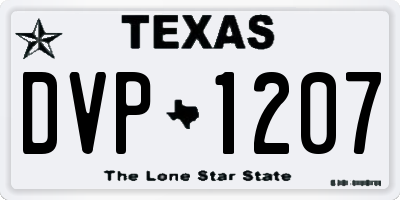 TX license plate DVP1207