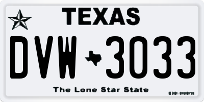 TX license plate DVW3033