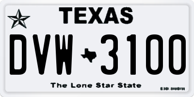 TX license plate DVW3100