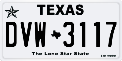 TX license plate DVW3117