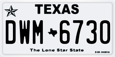 TX license plate DWM6730
