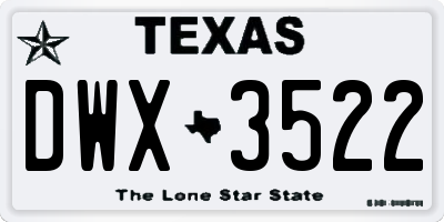 TX license plate DWX3522